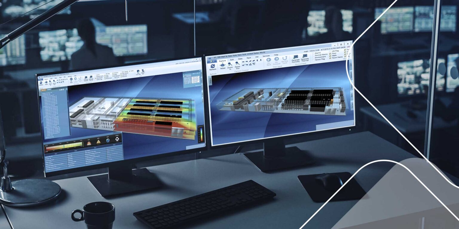 Tela de sistema DCIM exibindo monitoramento da infraestrutura de um data center