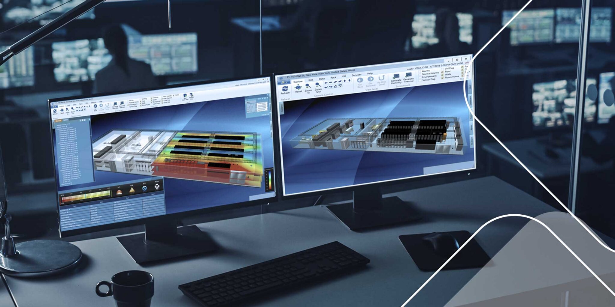Tela de sistema DCIM exibindo monitoramento da infraestrutura de um data center